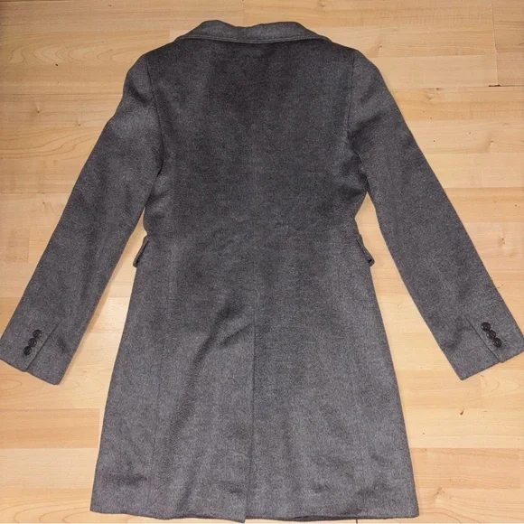 Max Mara Studio Agnese Virgin Wool FunnelNeck Grey Coat Sz 2 Designer Minimalist